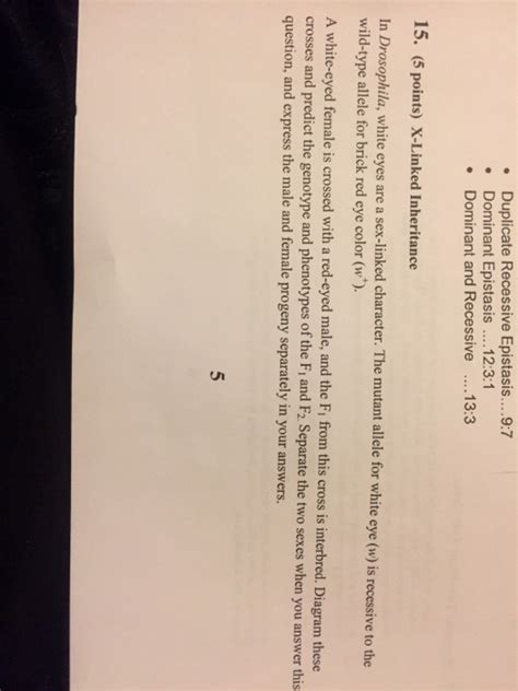 Solved In Drosophila White Eyes Are A Sex Linked Character Chegg