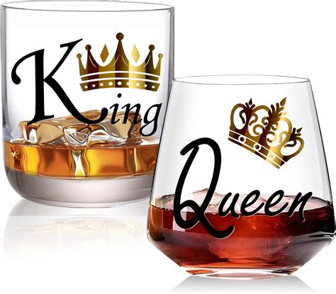 Amazon Comfit King And Queen Wine Glasses Wedding Gifts For