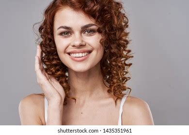 Cheerful Pretty Woman Naked Shoulders Smile Stock Photo Shutterstock