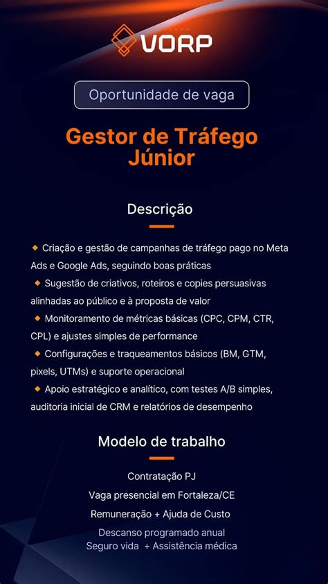 Gestor De Trafego Vaga - Vaga de Gestor de Tráfego Júnior em Fortaleza/CE