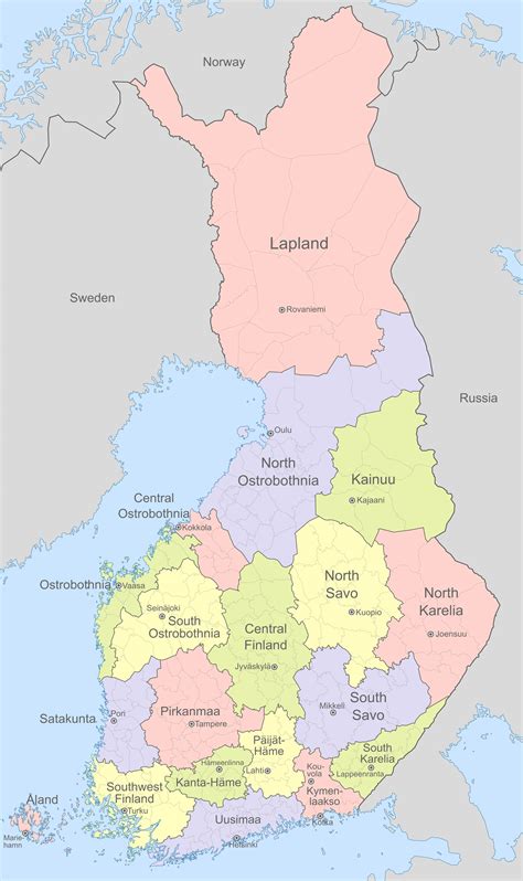 Mappa Delle Regioni Della Finlandia Carta Politica E Statale Della