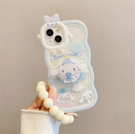 Cute Cinnamoroll Phone Case With Bracelet And Pop Up Case Holder