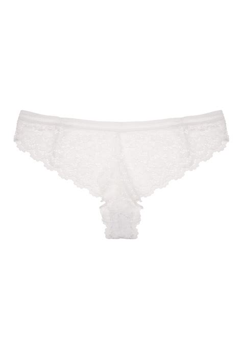 Womens White Floral Lace Trim Brazilian Briefs Peacocks