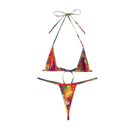 Ripley TRAJE BAÑO BIKINI MICRO TRIÁNGULO CON ESTAMPADO MUY SEXI NARANJA