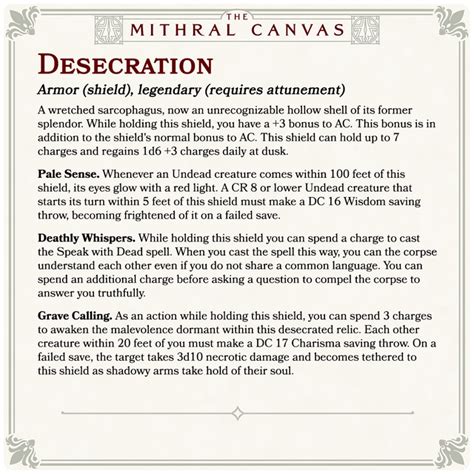 Oc Art Desecration Shield The Mithral Canvas 5e Rdndhomebrew