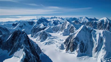 Snowy Mountains Aerial View Majestic Mountain Peaks Glacier Aerial