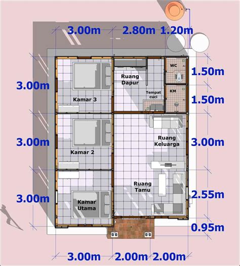 bentuk denah pondasi rumah ukuran  modern minimalis