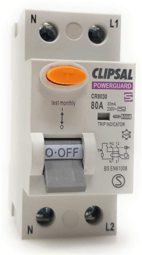 Wickes Clipsal Powerguard 2 Pole 80 30mA Type C Residual Current