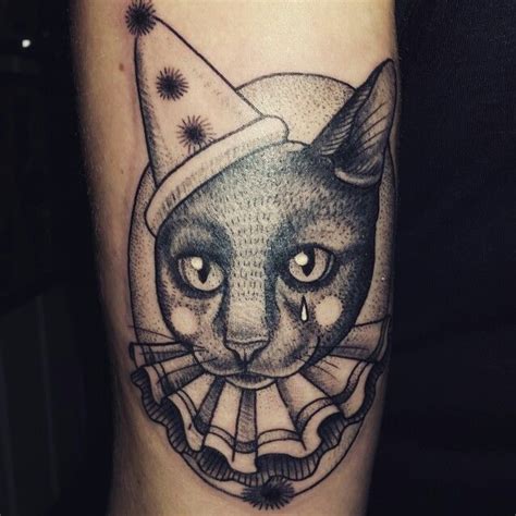 Kitty clown done by Susanne König at Salon Serpent Cat tattoo