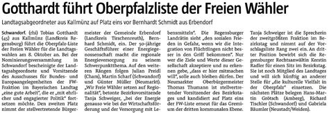 Gotthardt führt Oberpfalzliste der Freien Wähler Landkreis Schwandorf