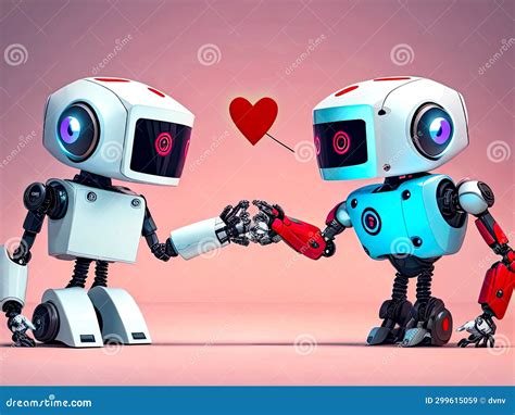 Two Robots Show Each Other Feelings Love Robots Concept Generative Ai