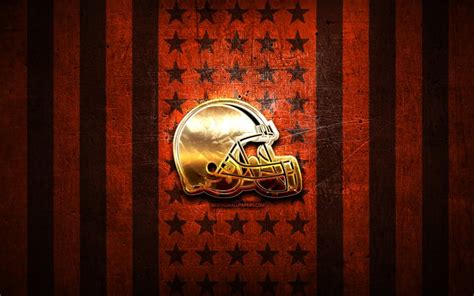 Download Wallpapers Cleveland Browns Flag Nfl Orange Brown Metal