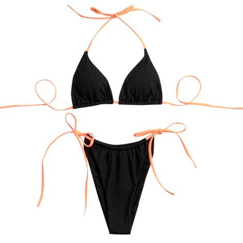 Women Bikini Sets Clearance Striped Push Up High Cut Hight Waist Halter Bikini Set Two Piece