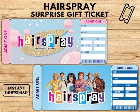 Printable Hairspray Broadway Surprise Ticket Hairspray The Etsy