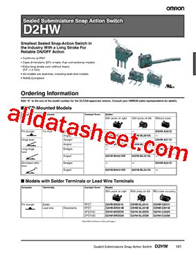 D2HW-A231D Datasheet(PDF) - Omron Electronics LLC