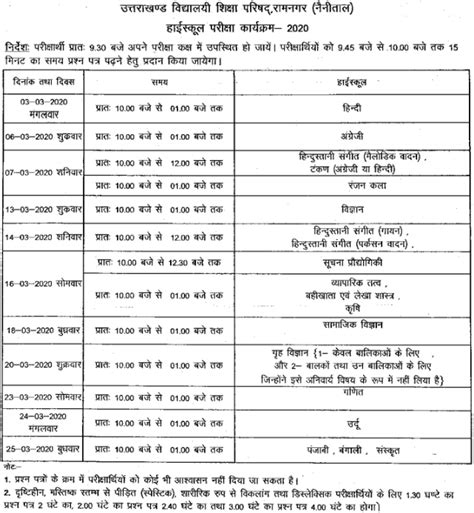 Uk Board 10th Date Sheet 2020 Exams Postponed Download Uk Board