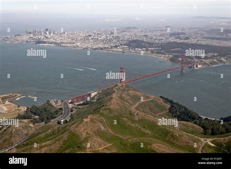 Aerial View Of Golden Gate Bridge And San Francisco From The Northwest