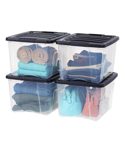 Iris Usa 40 Qt Stackable Plastic Storage Bins With Lids 4 Pack Bpa