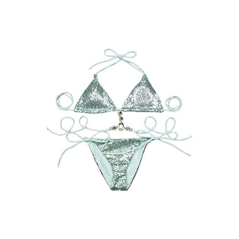 XUEJIANN Costume Di Bagno Costume Da Bagno Estivo Da Donna Bikini Con Paillettes Sexy Slip Rossi