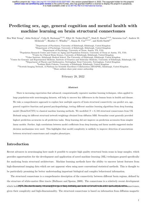 PDF Predicting Sex Age General Cognition And Mental Health With Machine Learning On Brain