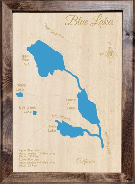amazoncom blue lakes california framed wood laser