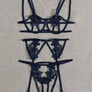 Colors Sexy Lingerie Embroidery Lace Underwear Crotchless Garter Lingerie Set Free Shipping