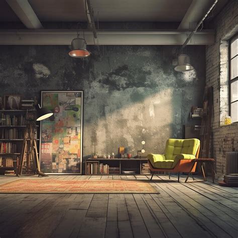 Premium Photo Grunge Interior Design With Spotlight Shining Down