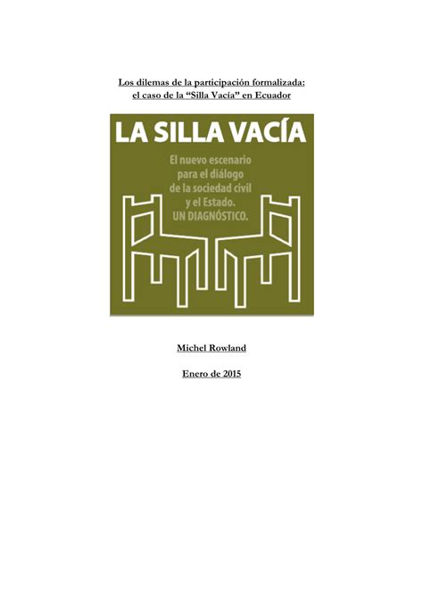 Pdf Los Dilemas De La Participación Formalizada El Caso De La Silla