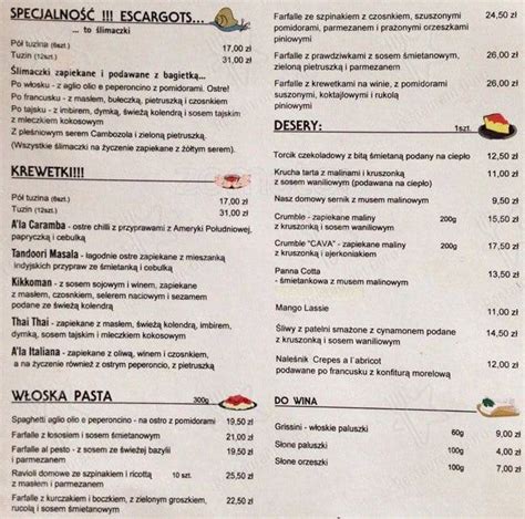 Menu At Cawa Cafe Wine Kawiarnia Krak W