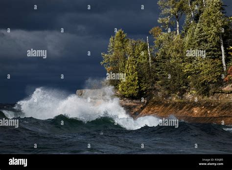 Waves Crashing In Lake Superior Pictured Rocks National Lakeshore Michigan Upper Peninsula