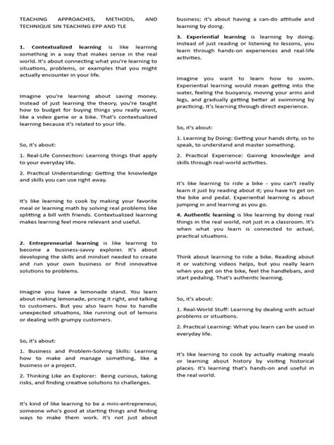 teaching approaches  learning experience