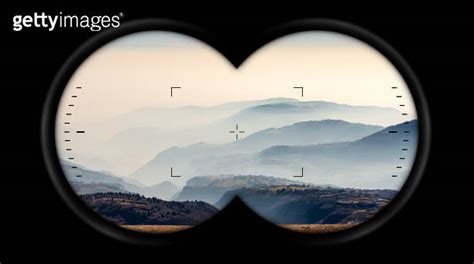 Binoculars Point Of View With Hills And Padana Plain With Fog Italy