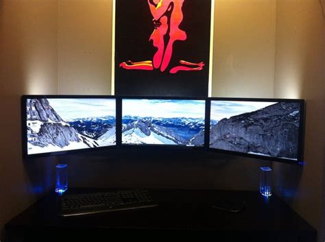 Awesome Triple Monitor Setup Added Sound Reactive Fountains To Either