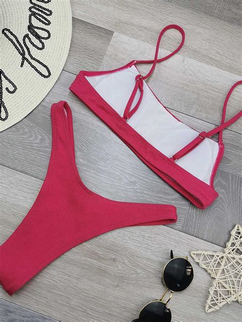 Neon Pink High Waisted Cow Print Bikini Set With Leopard Bra And Thong Bottoms Plus Size