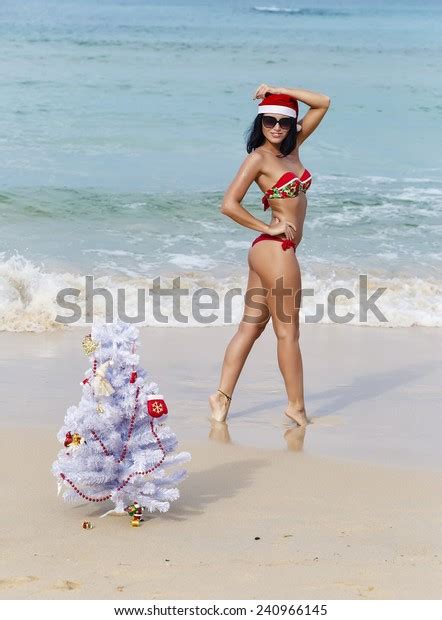 Sexy Girl Santa Bikini On Beach Stock Photo Shutterstock