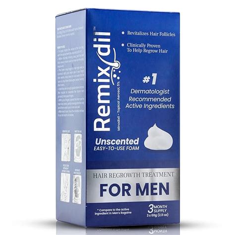 Remixidil Mens 5 Minoxidil Foam Hair Regrowth Treatment For Men