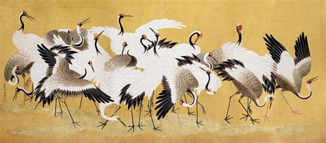 Japanese Flock Cranes 18th Century Free Photo Illustration Rawpixel
