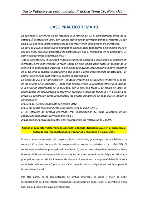 Practica TEMA 10 Práctica tema 10 gasto púbcoli y su financiaci ón