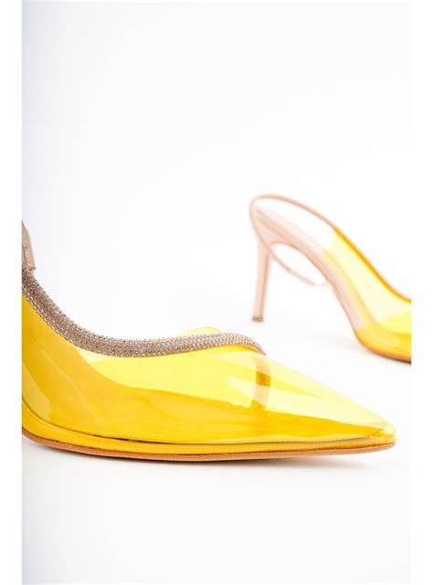 Sidney Kadın Prenses Taşlı Şeffaf Topuklu Abiye Ayakkabı Nude