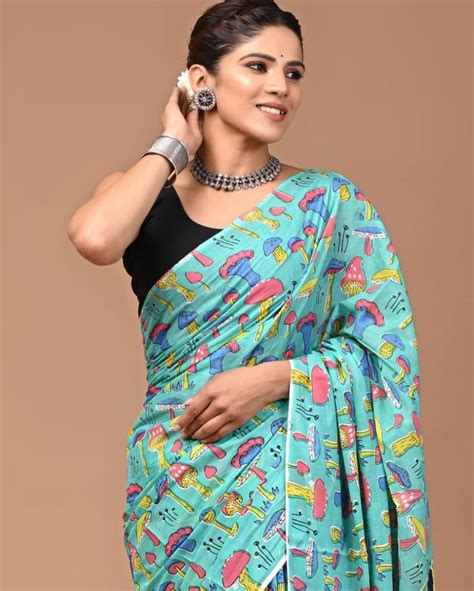 Quirky Prints Block Printed Cotton Mulmul Sarees Collection Live Now