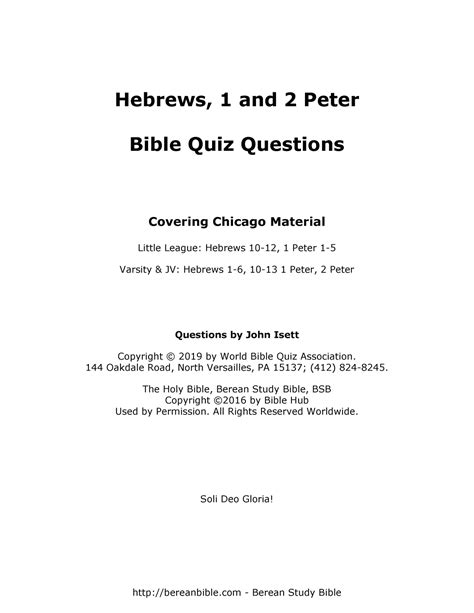 Hebrews And Peter Coach Quiz Book Hebrews And Peter Bible