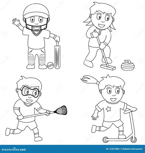 Kids Sports Clipart Black And White