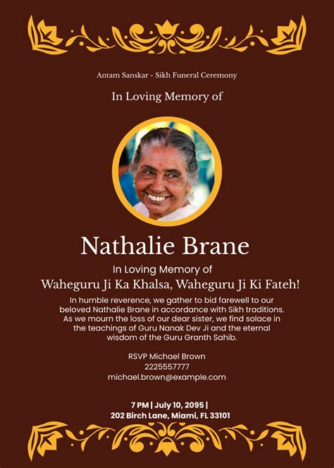 Free Sikh Funeral Template to Edit Online
