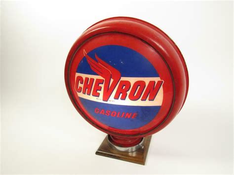 1930s Chevron Gasoline Metal Bodied Gas Pump Globe