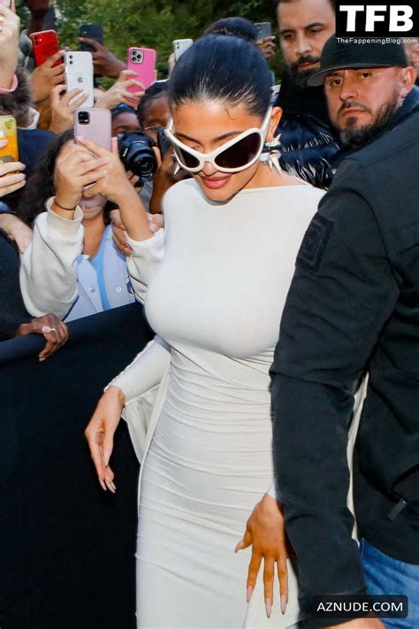 Kylie Jenner Sexy Seen Flaunting Her Hot Curves In A White Dress At Paris Fashion Week AZNude