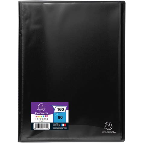 EXACOMPTA Porte Vues A4 Souple 160 Vues Iderama Translucide Noir Pas