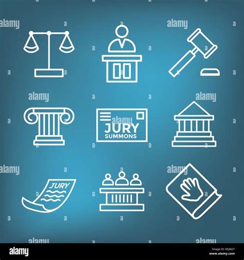 Law And Legal Icon Set With Judge Jury And Judicial Icons Stock Vector Image And Art Alamy