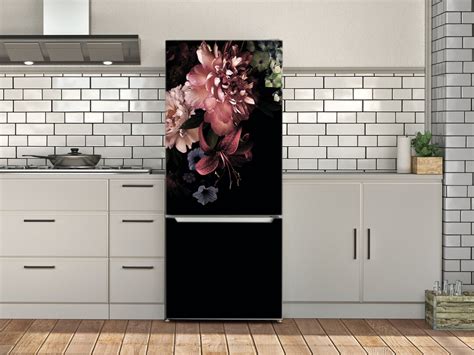 Dark Flower Decal Fridgeroses Floral Wall Fridge Stickers Etsy