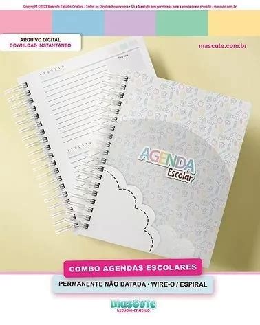 Combo Agenda Escolar Mascute Doces Desenhos