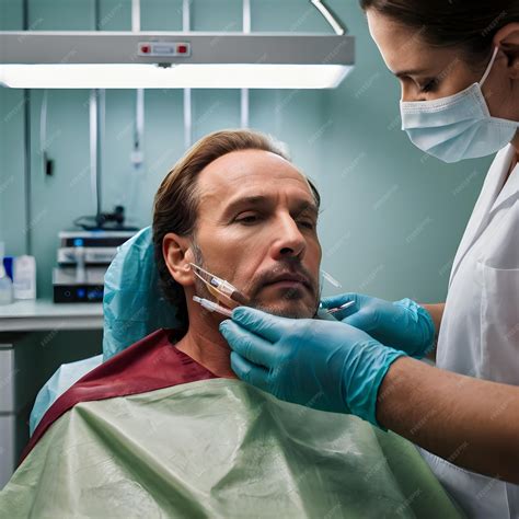 Alopecia patient with a high angle receiving a prp injection | Premium